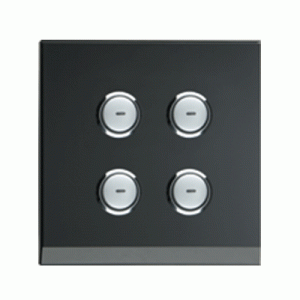 2‑gang push‑button module, Black glass